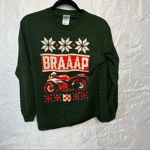 Motorcycle ugly Christmas sweater style shirt